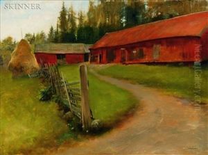 Road To The Barn by August Vilhelm Nikolaus Hagborg