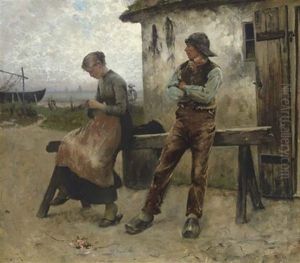 The Shy Suitor by August Vilhelm Nikolaus Hagborg