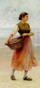 Musselplockerska by August Vilhelm Nikolaus Hagborg