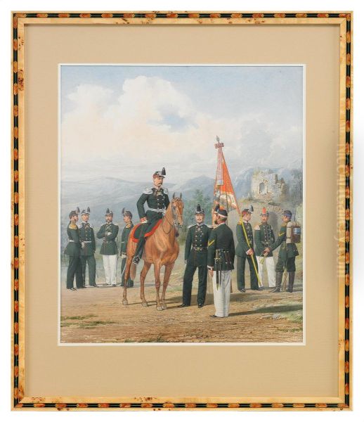 Officers And Men Standing By A Ruin In The Caucasus - view 1