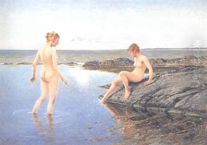 Badande Kvinnor by August Vilhelm Nikolaus Hagborg