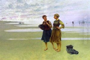 Ostronplockerskor Pa Stranden Ostronplockerskor Pa Stranden