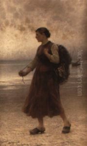Musselplockerska by August Vilhelm Nikolaus Hagborg