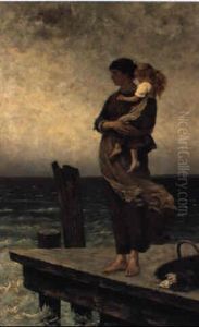 Waiting by August Vilhelm Nikolaus Hagborg