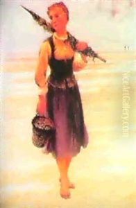 Strandbild Med Ostron- Plockerska