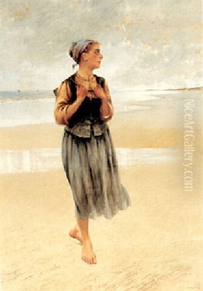 A Fisherwoman On A Shore - view 1