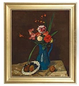 Stillleben Mit Blumen Und Fruchten by Alfred Hagel