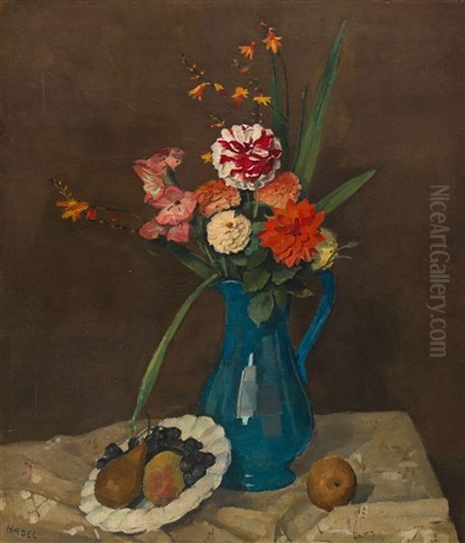 Blumenstillleben Mit Obstteller - view 1