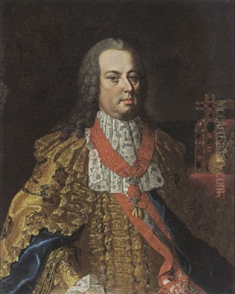 A Portrait Of Franz I Stephan Of Lotharingen, Emperor Of Austria, Wearing  The Order Of The Golden Fleece, In Front Of A Table With The Crown Of The Holy Roman Empire - view 1
