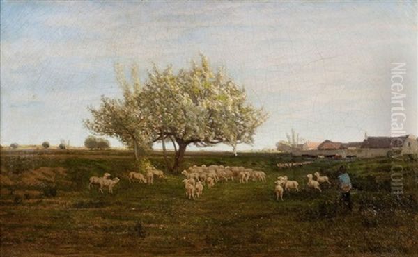 Bergers Et Leur Troupeau Sous Le Pommier - view 1
