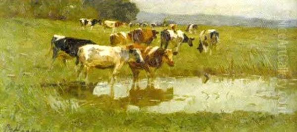 Paysage Avec Vaches A L'abreuvoir - view 1