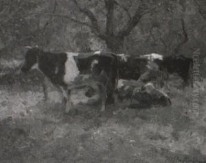 Cattle In A Lowland Orchard by Maurice Hagemans