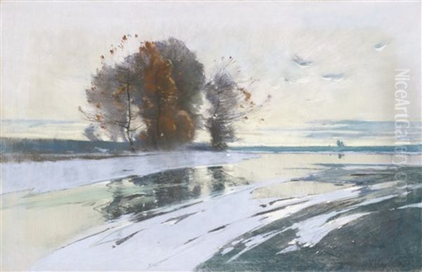 Winter Sky Reflected In A Lake - view 1