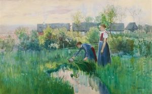 Zwei Madchen Beim Wasserholen Zwei Madchen Beim Wasserholen