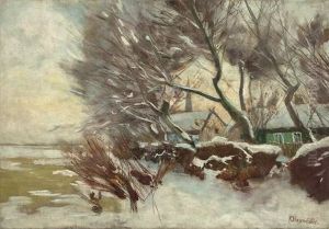 Markisches Dorf Im Winter by Karl Hagemeister