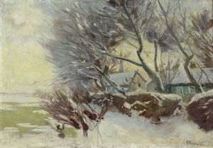 Winter Im Dorf Am See by Karl Hagemeister