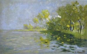 Seenlandschaft (ufer Mit Baumen Und Seerosen)