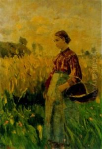 In Sommerfeld Stehendes Bauernmadchen by Karl Hagemeister