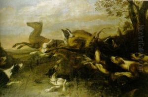 Hjortjakt Med Hundar by Dingeman van der Hagen
