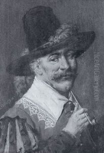 A Quiet Smoke - Cavalier With A Pipe by Eduard van Hagen