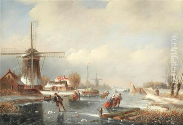 Skaters On A Frozen River - view 1