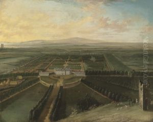 A Extensive View Of Carton House, County Kildare, With Maynooth In The Distance by Jacobus van der Hagen