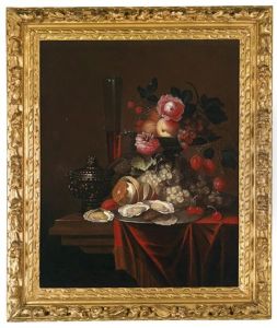 Ein Stillleben Mit Fruchten, Blumen, Austern Und Einem Gefullten Weinglas