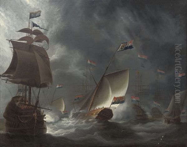 The Dutch Fleet Firing A Salute - view 1