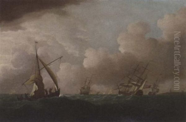 English Men-o'war And Other Shipping In A Swell Off Flushing - view 1