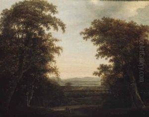 Paysage De La Campagne Hollandaise Avec Une Allee Dans Un Sous-bois by Joris van der Hagen
