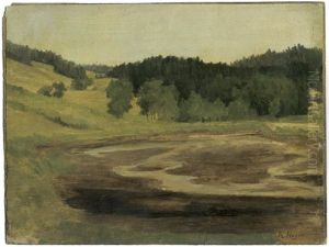 Sommerliche Landschaft Mit Waldweiher by Theodor Joseph Hagen