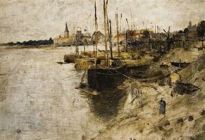 Am Rhein Bei Dusseldorf by Theodor Joseph Hagen