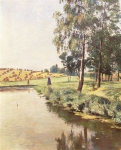 Sommertag Mit Spaziergangern Am Fluss by Theodor Joseph Hagen