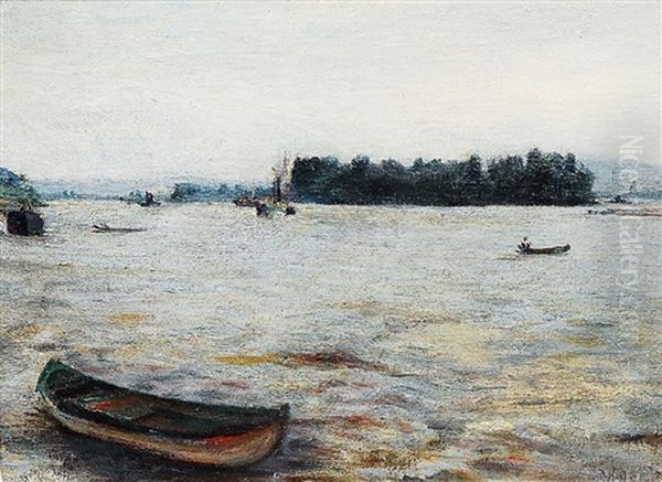 Dampfschiffe Und Boote Auf Einem Flus - view 1