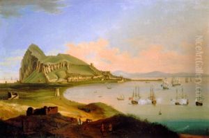 Admiral Of The Blue Squadron Arriving At Gibraltar Under A Gun Salute From The Red Squadron In 1722