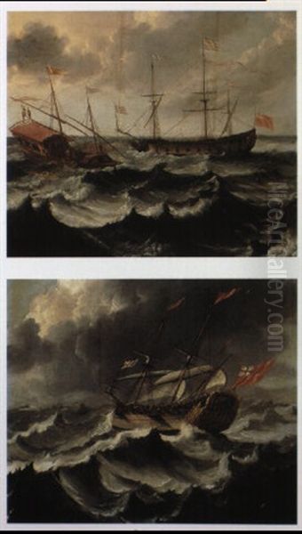 Spanish Galley And English Levanter In A Gale - view 1
