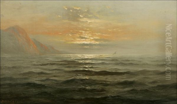 California Sunset Coastal With Sailing Vessel In The Distance - view 1