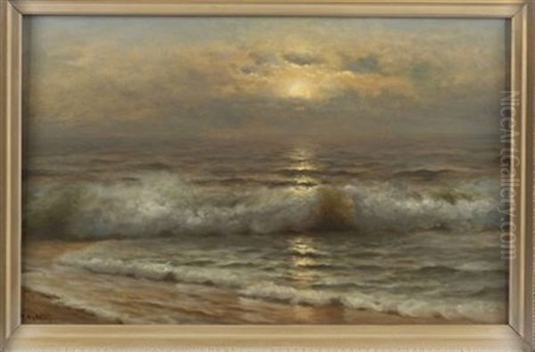 Breaking Waves At Sunset - view 1
