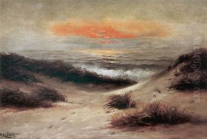 A Seascape At Sunset by Nels Hagerup