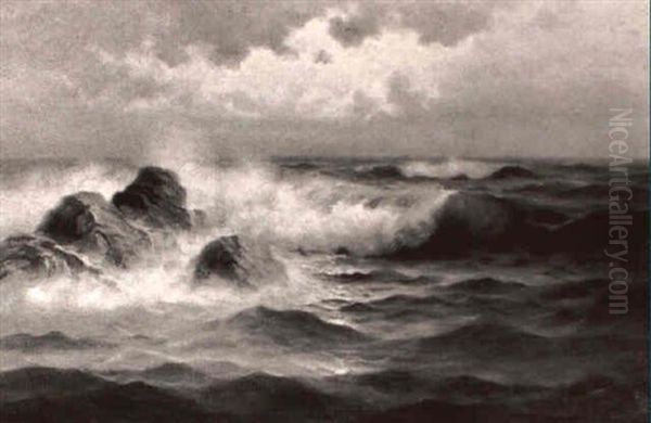 Waves Crashing On The Rocks - view 1