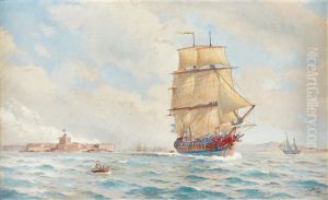 Ostindiefararen Gotheborg Vid Nya Elfsborgs Fastning by Jacob Haegg