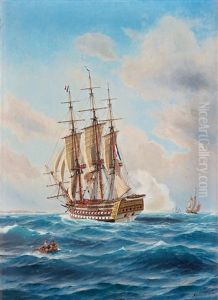 Franskt Linjeskepp Till Segels (french Line Ship At Sail) by Jacob Haegg