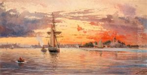 Solnedgang Over Stockholms Inlopp by Jacob Haegg