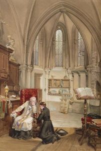 Beichtszene In Der Sakristei Der Trierer Liebfrauenkirche by Louis Haghe