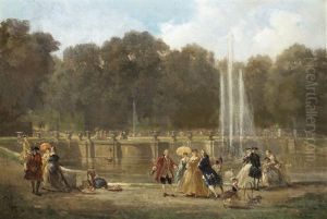 Rococo Society In The Castle Park