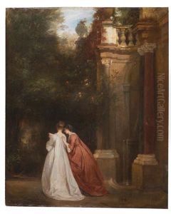In The Garden Of The Palazzo Colonna In Rome by Louis (Ludwig) von Hagn