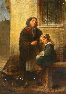 Mutter Mit Ihrer Tochter by Louis (Ludwig) von Hagn