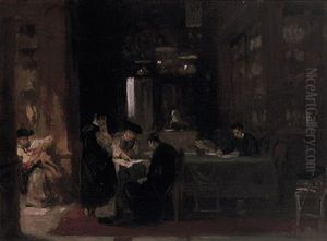 Bibliothek Des Jesuitenkolleg In ... (preliminary Sketch) by Louis (Ludwig) von Hagn