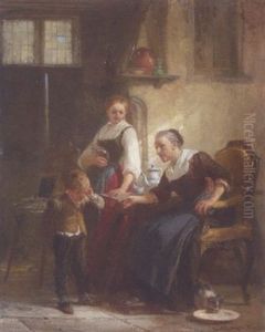Der Kleine Ubeltater Wird Von Seiner Grosmutter Bestraft by Louis (Ludwig) von Hagn
