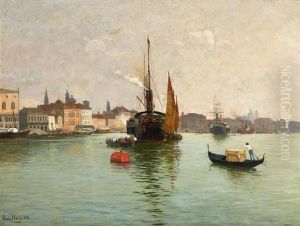 Dampfschiffe In Der Lagune Vor Venedig